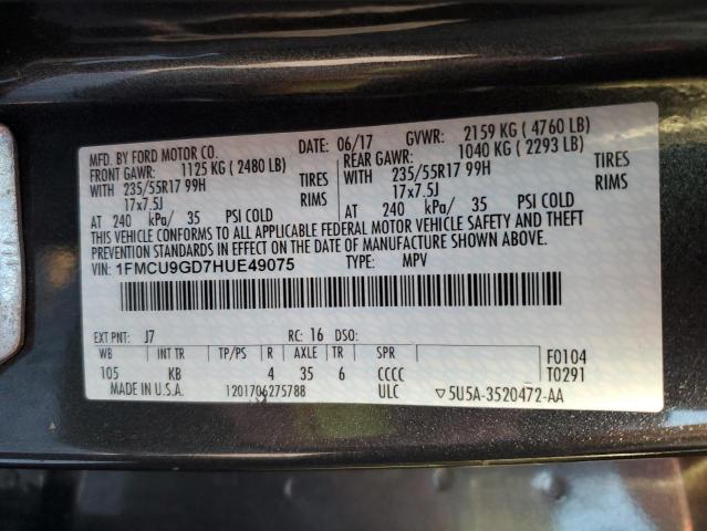 Photo 14 from auction – 2017 FORD ESCAPE SE with VIN 1FMCU9GD7HUE49075
