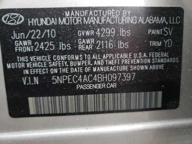 Photo 14 from auction – 2011 HYUNDAI SONATA SE with VIN 5NPEC4AC4BH097397