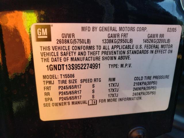 Photo 14 from auction – 2005 CHEVROLET TRAILBLAZE with VIN 1GNDT13S952274991