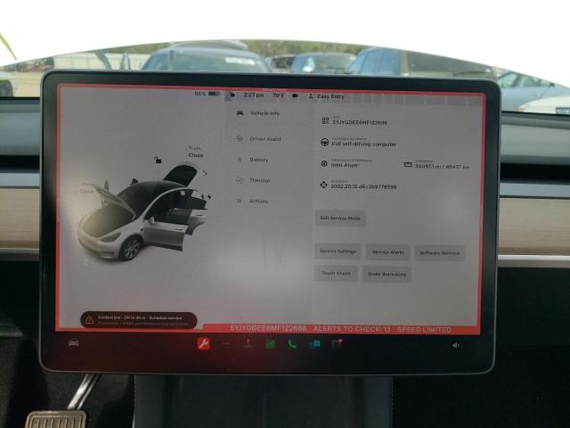 Photo 9 from auction – 2021 TESLA MODEL Y with VIN 5YJYGDEE8MF122686