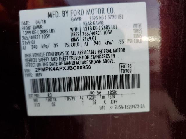 Photo 14 from auction – 2018 FORD EDGE SPORT with VIN 2FMPK4APXJBC00858