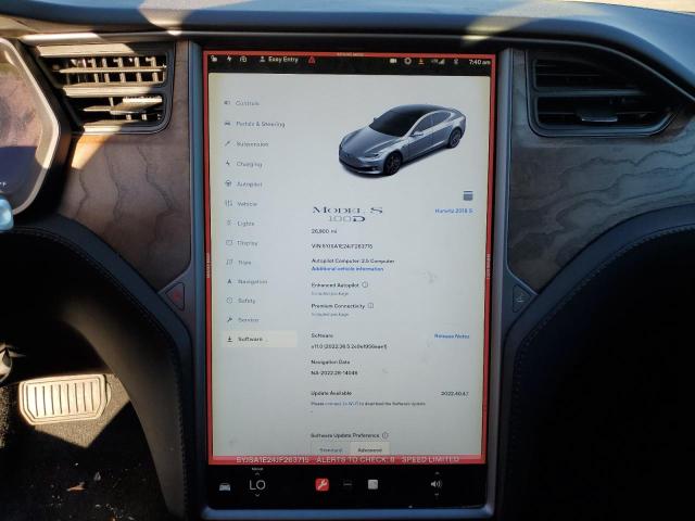 Photo 9 from auction – 2018 TESLA MODEL S with VIN 5YJSA1E24JF263715