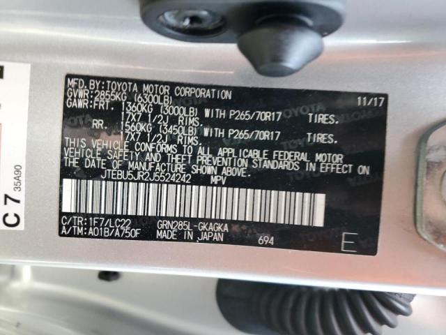 Photo 14 from auction – 2018 TOYOTA 4RUNNER SR with VIN JTEBU5JR2J5524242