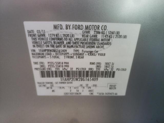 Photo 10 from auction – 2011 FORD TAURUS SEL with VIN 1FAHP2EW2BG165409