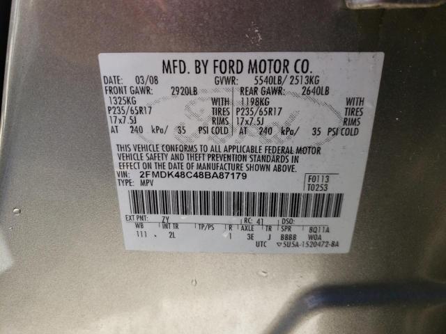 Photo 14 from auction – 2008 FORD EDGE SEL with VIN 2FMDK48C48BA87179