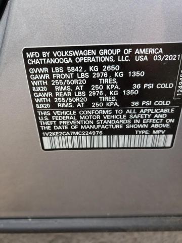 Photo 14 from auction – 2021 VOLKSWAGEN ATLAS CROS with VIN 1V2KE2CA7MC224976