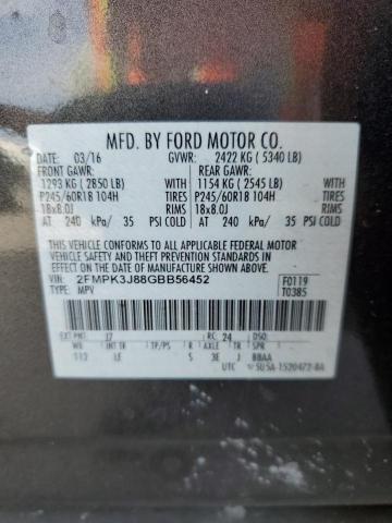 Photo 14 from auction – 2016 FORD EDGE SEL with VIN 2FMPK3J88GBB56452