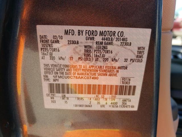 Photo 14 from auction – 2010 FORD ESCAPE XLS with VIN 1FMCU0C78AKC07490