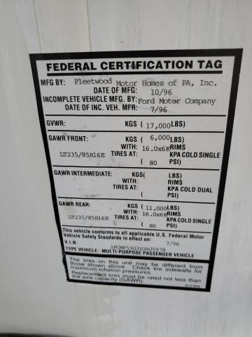 Photo 10 from auction – 1997 FLEETWOOD FLEETWOOD with VIN 3FCMF53G3VJA05978