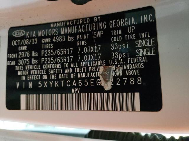 Photo 14 from auction – 2014 KIA SORENTO LX with VIN 5XYKTCA65EG522788
