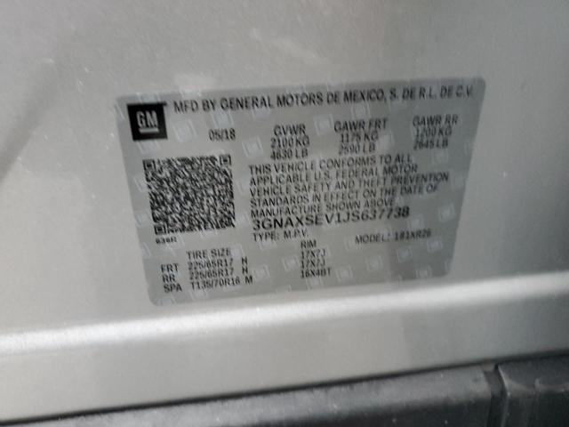 Photo 14 from auction – 2018 CHEVROLET EQUINOX LT with VIN 3GNAXSEV1JS637738