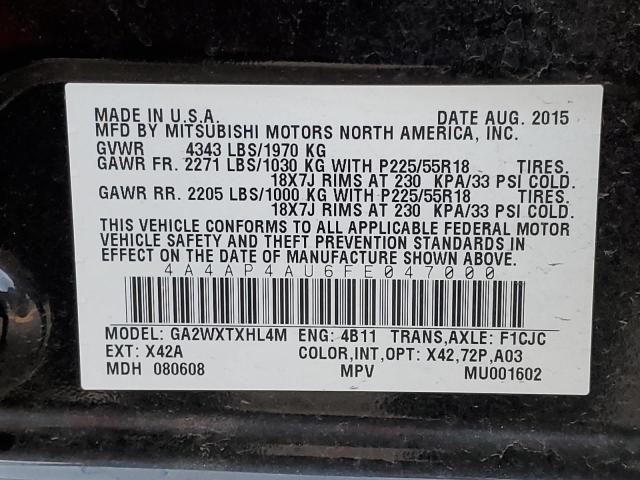 Photo 14 from auction – 2015 MITSUBISHI OUTLANDER with VIN 4A4AP4AU6FE047000