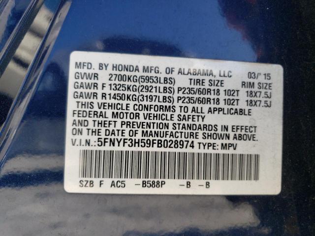 Photo 14 from auction – 2015 HONDA PILOT EXL with VIN 5FNYF3H59FB028974