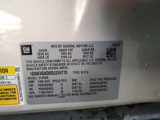 Photo 14 from auction – 2013 CHEVROLET TRAVERSE L with VIN 1GNKVGKD6DJ259778