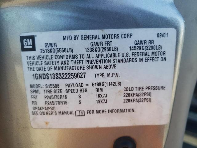 Photo 14 from auction – 2002 CHEVROLET TRAILBLAZE with VIN 1GNDS13S322259627