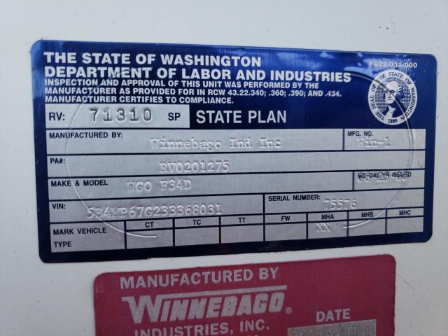 Photo 10 from auction – 2003 WINNEBAGO MOTORHOME with VIN 5B4MP67G233368031