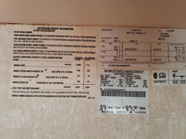 Photo 10 from auction – 2003 FORD F550 SUPER with VIN 1FCNF53S230A00357