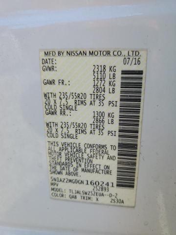 Photo 14 from auction – 2016 NISSAN MURANO S with VIN 5N1AZ2MG0GN160241