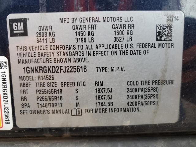 Photo 14 from auction – 2015 CHEVROLET TRAVERSE L with VIN 1GNKRGKD2FJ225618
