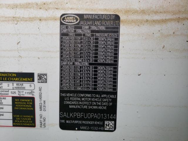 Photo 10 from auction – 2023 LAND ROVER RANGE ROVE with VIN SALKPBFU0PA013144