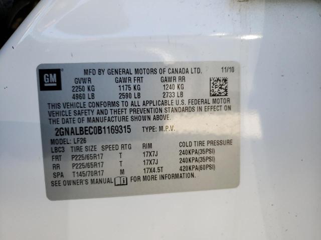Photo 14 from auction – 2011 CHEVROLET EQUINOX LS with VIN 2GNALBEC0B1169315