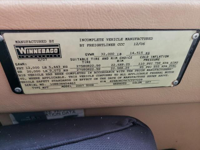Photo 10 from auction – 2007 FREIGHTLINER CHASSIS X with VIN 4UZACKCY67CY97029