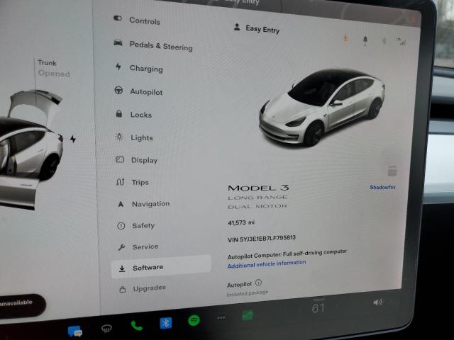 Photo 9 from auction – 2020 TESLA MODEL 3 with VIN 5YJ3E1EB7LF795813