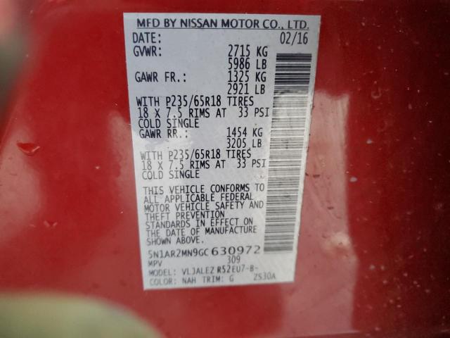 Photo 14 from auction – 2016 NISSAN PATHFINDER with VIN 5N1AR2MN9GC630972