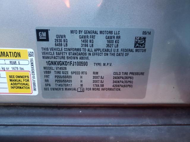 Photo 14 from auction – 2015 CHEVROLET TRAVERSE L with VIN 1GNKVGKD1FJ100590