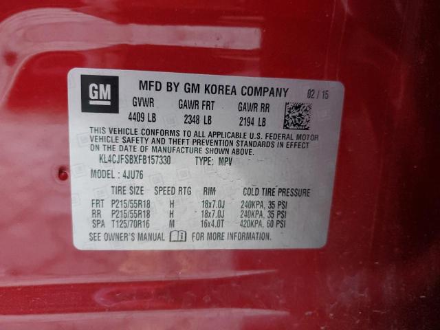 Photo 14 from auction – 2015 BUICK ENCORE CON with VIN KL4CJFSBXFB157330