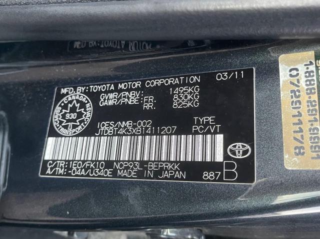 Photo 10 from auction – 2011 TOYOTA YARIS with VIN JTDBT4K3XB1411207