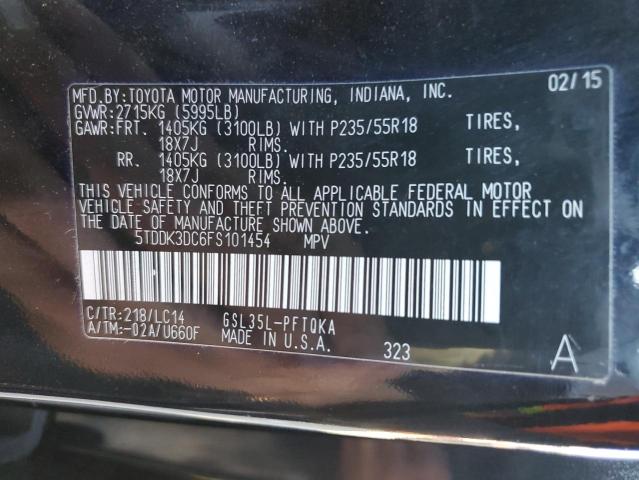 Photo 14 from auction – 2015 TOYOTA SIENNA XLE with VIN 5TDDK3DC6FS101454