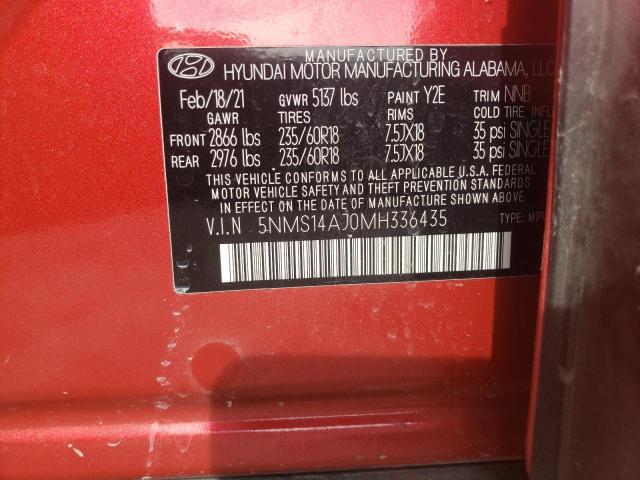Photo 14 from auction – 2021 HYUNDAI SANTA FE S with VIN 5NMS14AJ0MH336435