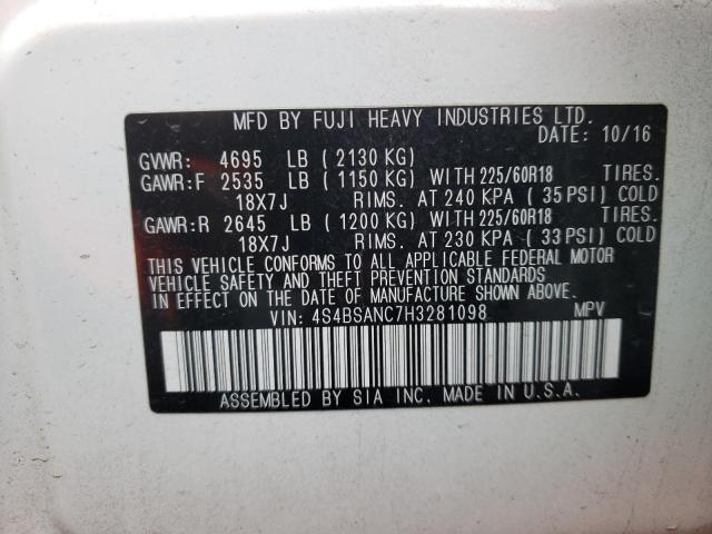 Photo 14 from auction – 2017 SUBARU OUTBACK 2. with VIN 4S4BSANC7H3281098