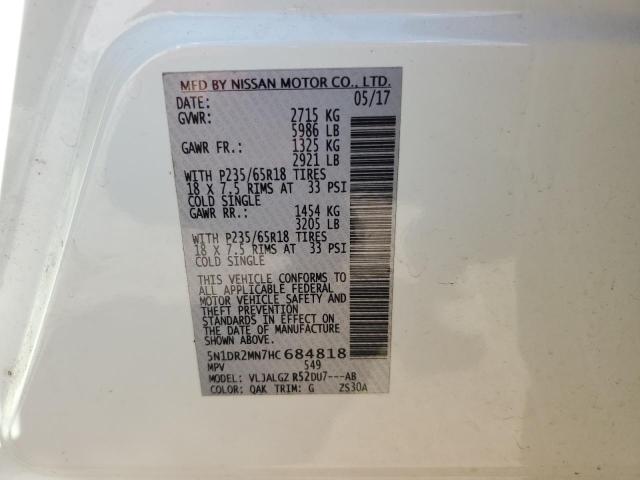 Photo 14 from auction – 2017 NISSAN PATHFINDER with VIN 5N1DR2MN7HC684818