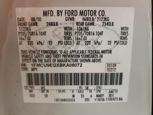 Photo 14 from auction – 2011 FORD ESCAPE LIM with VIN 1FMCU9EGXBKA08072