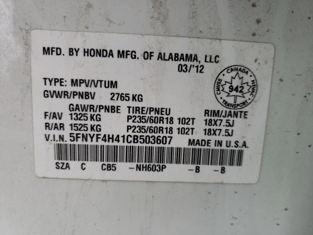 Photo 14 from auction – 2012 HONDA PILOT EX with VIN 5FNYF4H41CB503607