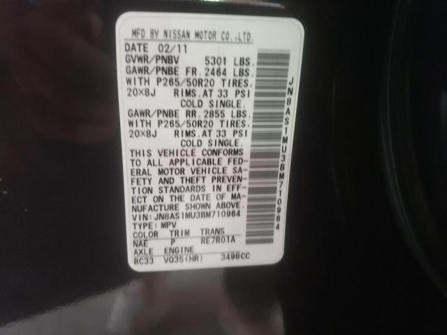 Photo 14 from auction – 2011 INFINITI FX35 with VIN JN8AS1MU3BM710964