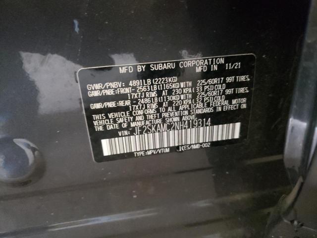 Photo 14 from auction – 2022 SUBARU FORESTER W with VIN JF2SKAMC2NH419314