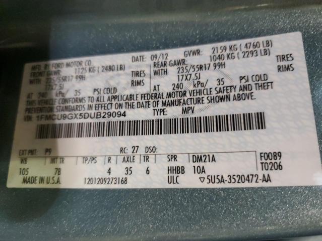 Photo 14 from auction – 2013 FORD ESCAPE SE with VIN 1FMCU9GX5DUB29094