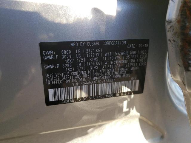 Photo 14 from auction – 2019 SUBARU ASCENT with VIN 4S4WMAAD3K3455587