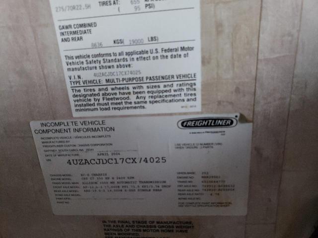 Photo 10 from auction – 2007 FREIGHTLINER CHASSIS X with VIN 4UZACJDC17CX74025