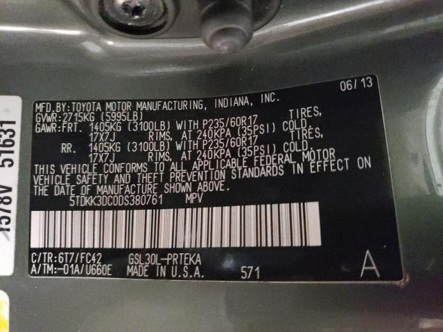 Photo 14 from auction – 2013 TOYOTA SIENNA LE with VIN 5TDKK3DC0DS380761