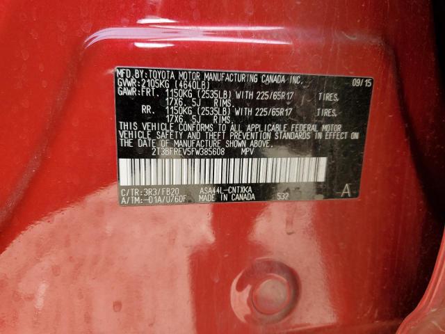Photo 14 from auction – 2015 TOYOTA RAV4 LE with VIN 2T3BFREV5FW385608