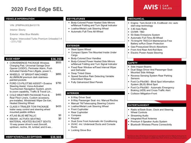 Photo 13 from auction – 2020 FORD EDGE SEL with VIN 2FMPK4J93LBA10176
