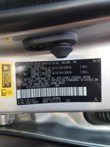 Photo 14 from auction – 2019 TOYOTA HIGHLANDER with VIN 5TDJZRFH5KS568773