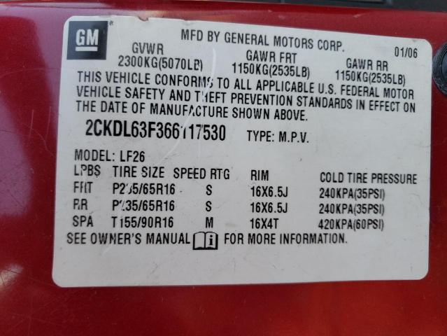 Photo 14 from auction – 2006 PONTIAC TORRENT with VIN 2CKDL63F366117530