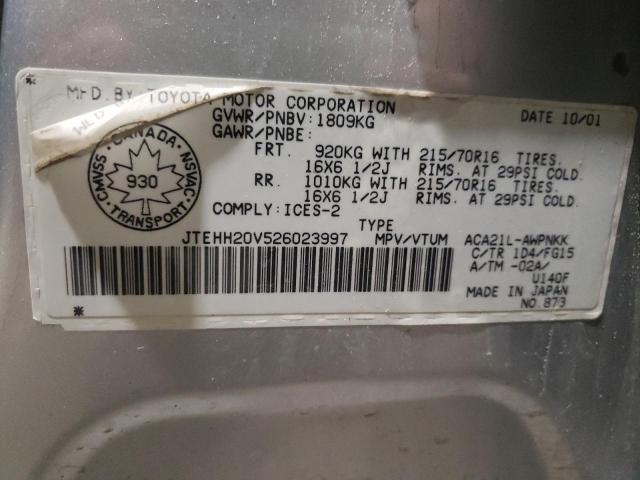 Foto 14 de la subasta – 2002 TOYOTA RAV4 con VIN JTEHH20V526023997