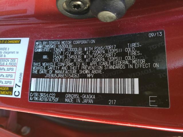 Photo 14 from auction – 2014 TOYOTA 4RUNNER SR with VIN JTEBU5JR6E5154063