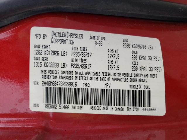 Photo 14 from auction – 2006 CHRYSLER PACIFICA T with VIN 2A4GM68476R658016